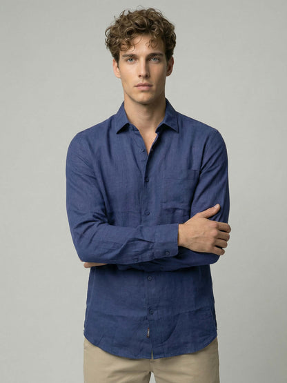 Celio* Men Blue Solid Regular Fit Cotton Shirts