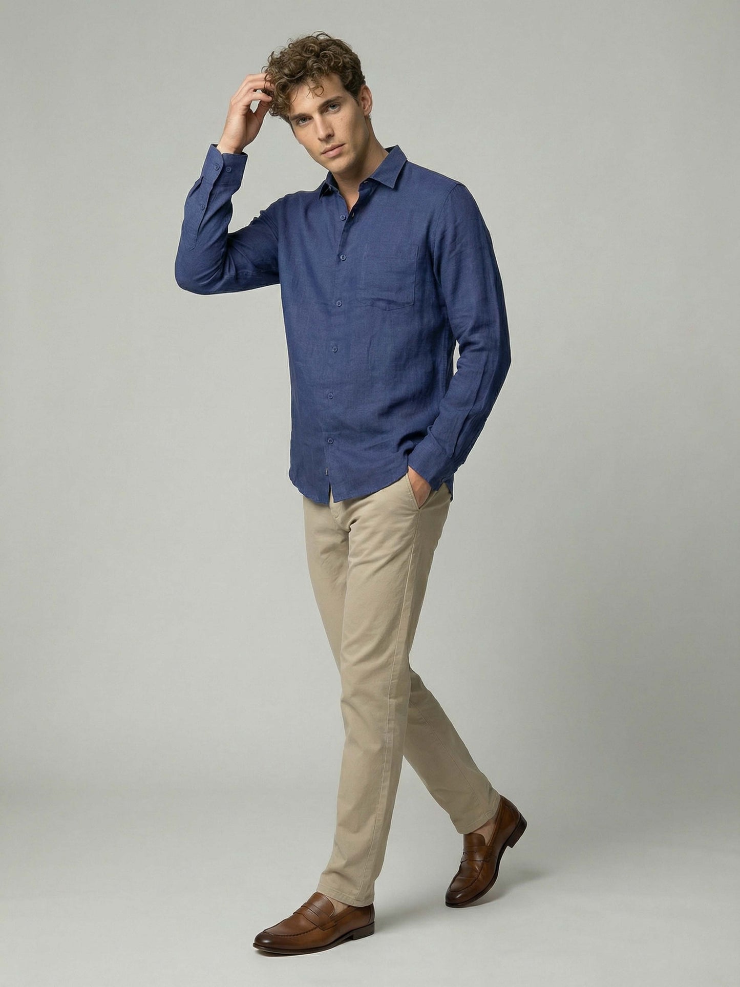 Celio* Men Blue Solid Regular Fit Cotton Shirts