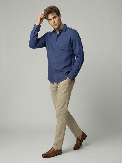 Celio* Men Blue Solid Regular Fit Cotton Shirts