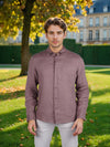 Celio* Solid Regular Fit Linen Brown Shirt
