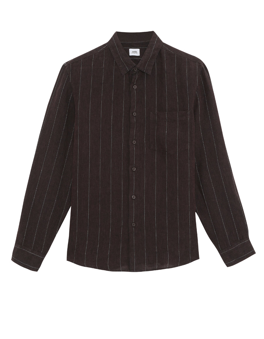 Regular Fit 100% Linen Solid Shirts - Brown