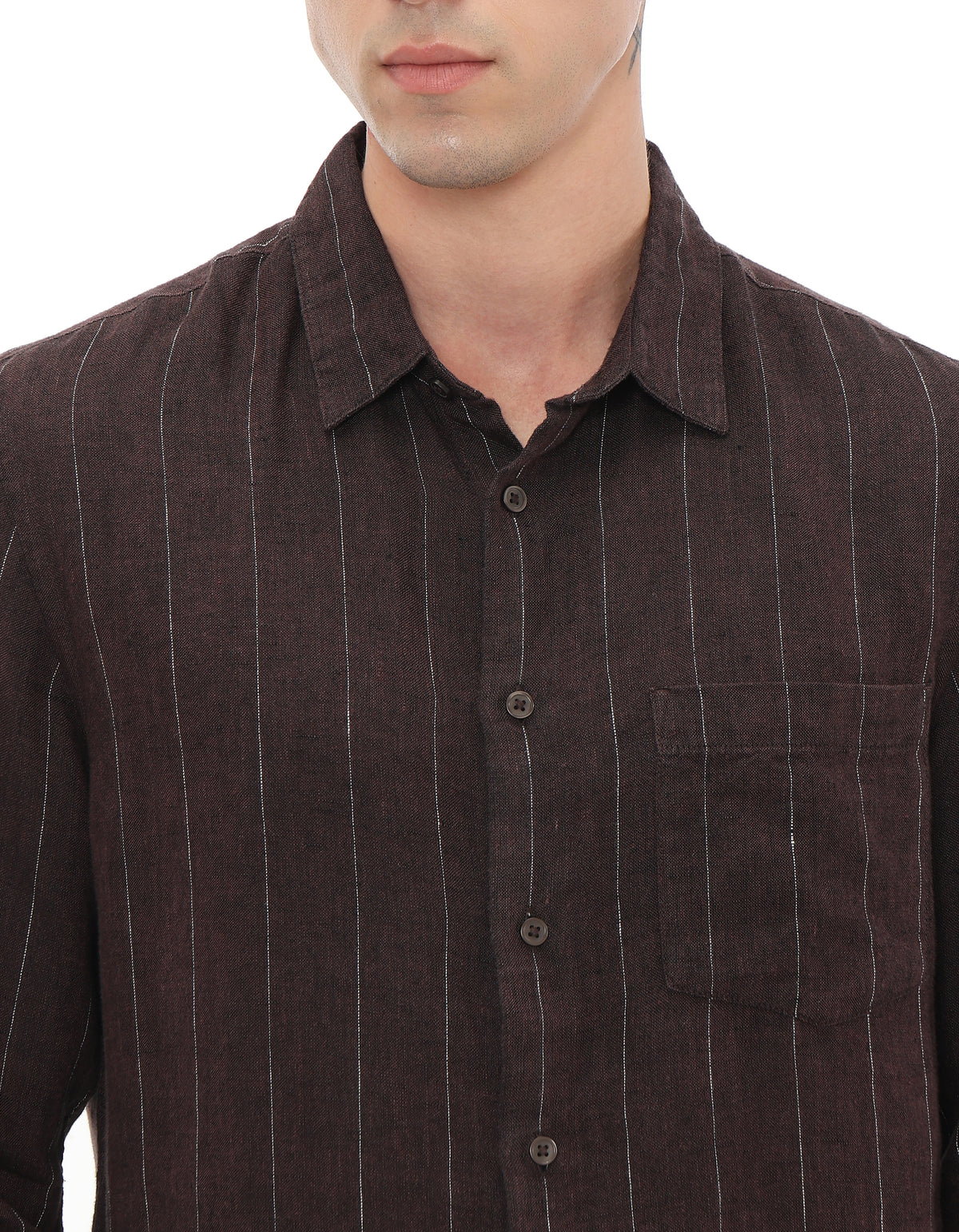 Regular Fit 100% Linen Solid Shirts - Brown