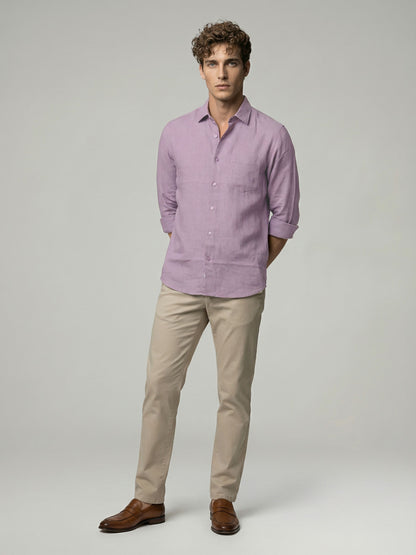 Celio* Men Lavender Solid Regular Fit Cotton Shirts