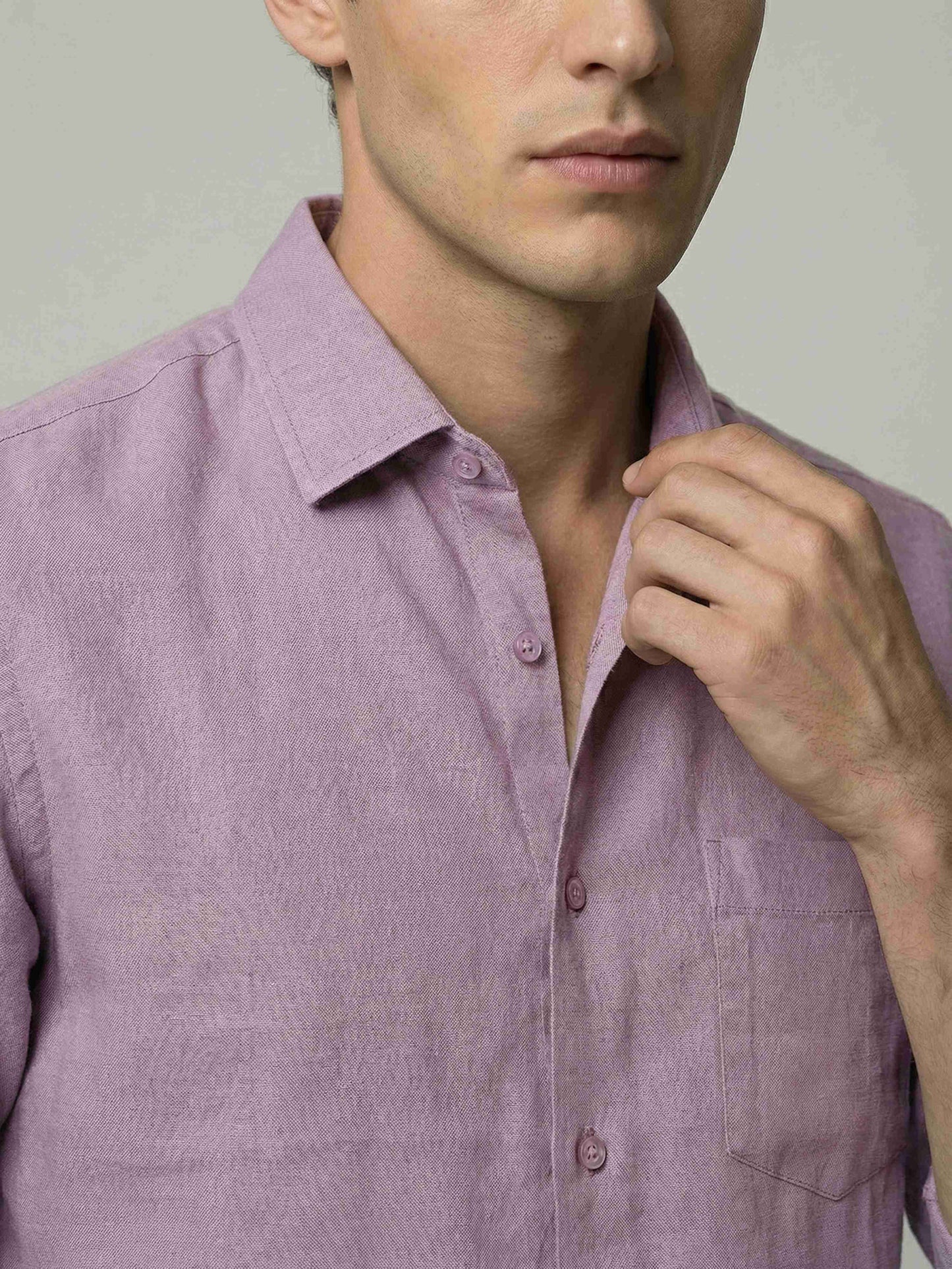 Celio* Men Lavender Solid Regular Fit Cotton Shirts