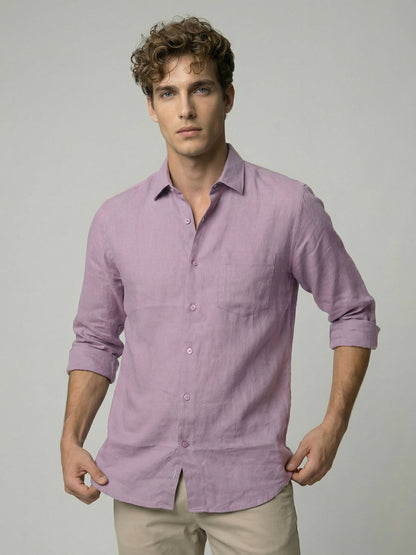 Celio* Men Lavender Solid Regular Fit Cotton Shirts