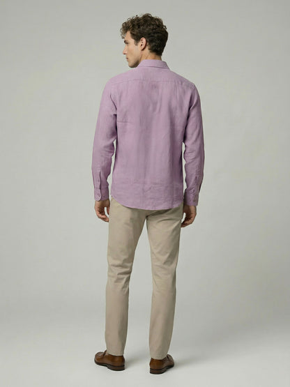 Celio* Men Lavender Solid Regular Fit Cotton Shirts
