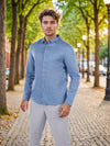 Celio* Solid Regular Fit Linen Blue Shirts