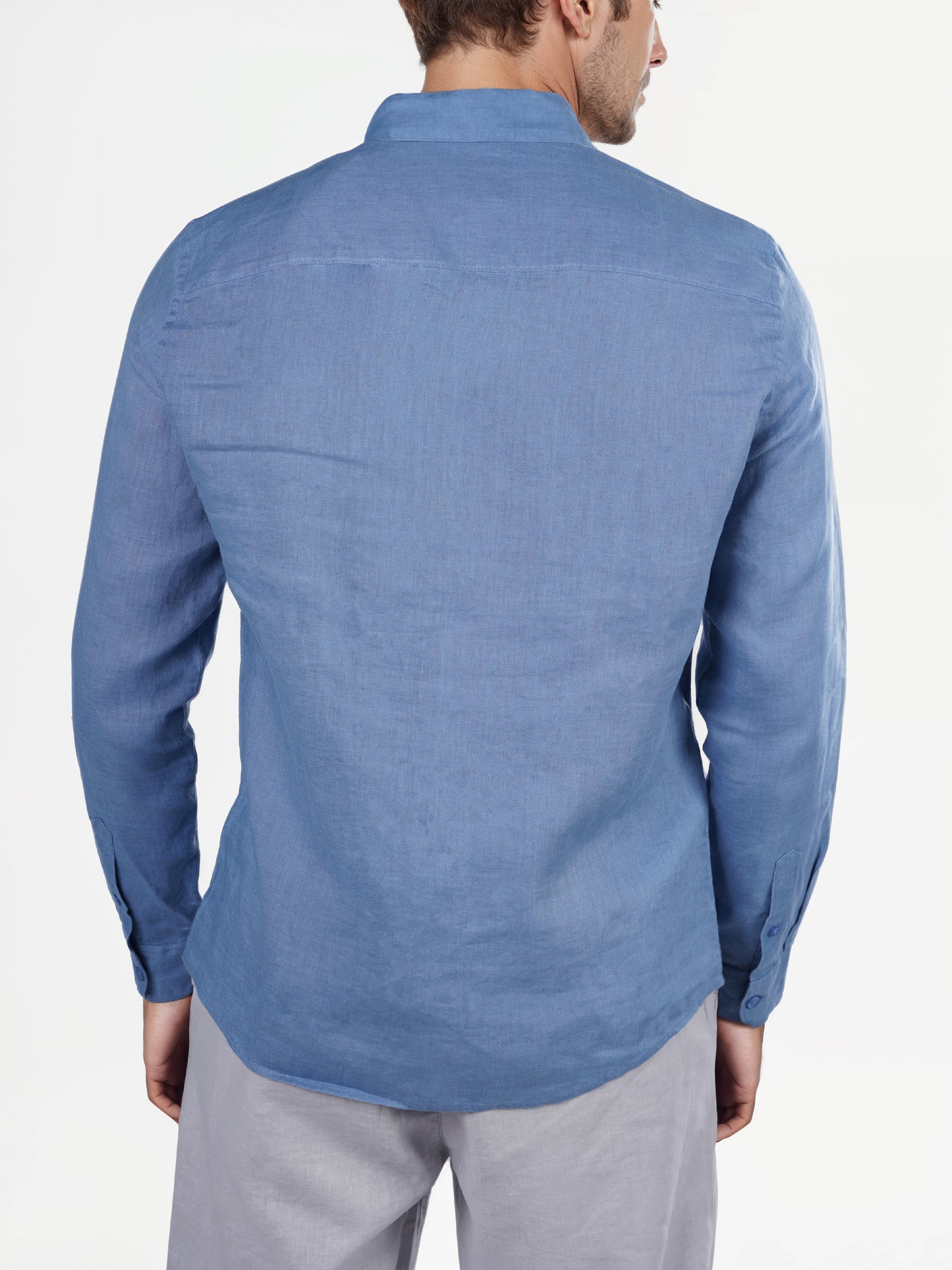 Blue Solid Linen Shirt