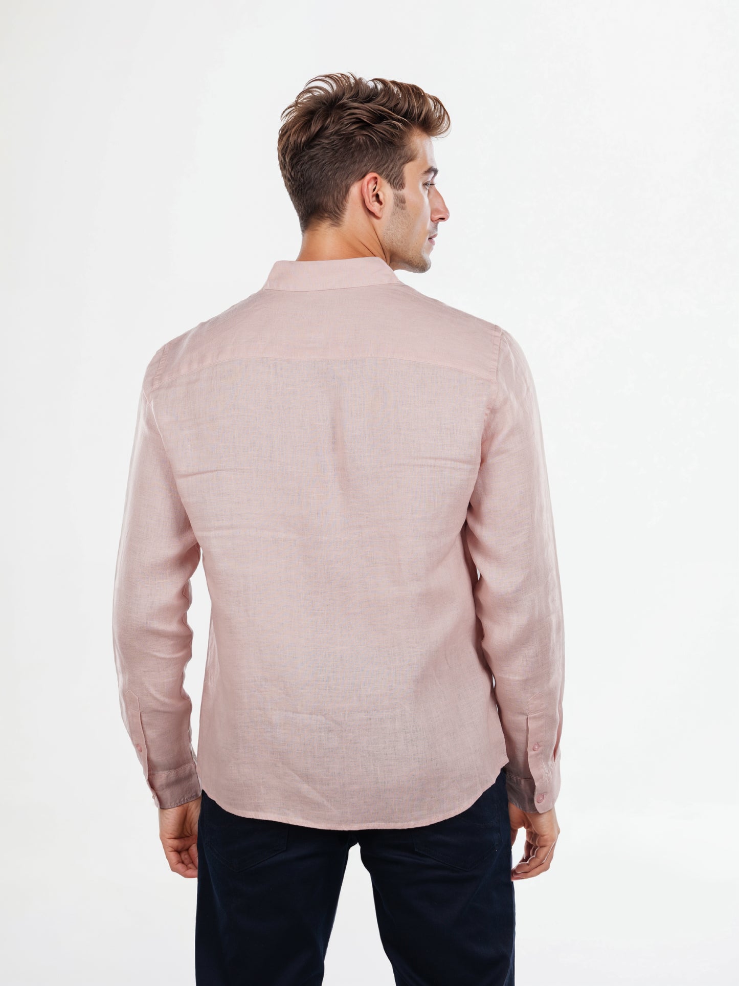 Celio Mens Pink Solid Regular Fit Linen Shirts