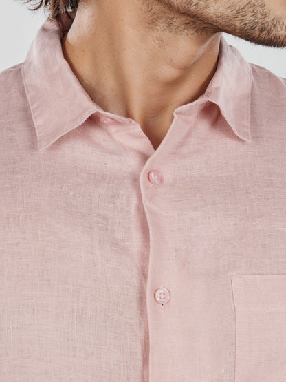 Celio Mens Pink Solid Regular Fit Linen Shirts