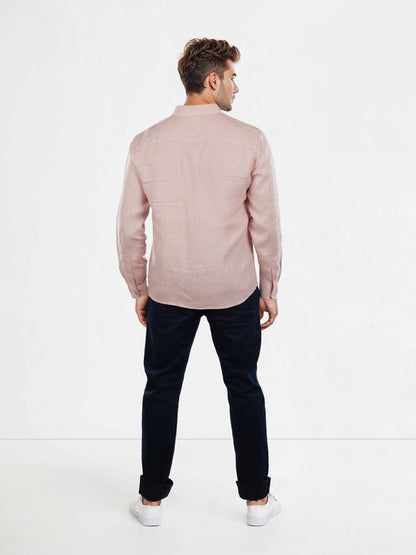 Celio Mens Pink Solid Regular Fit Linen Shirts