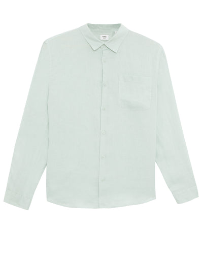 Regular Fit 100% Linen Regular Collar Shirt - Green