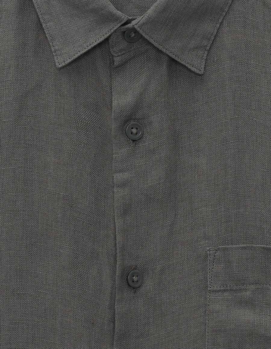 Celio Regular Fit Spread Collar 100% Linen Shirt - Grey