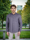 Celio* Solid Regular Fit Linen Grey Shirt