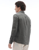 Regular Fit 100% Linen Regular Collar Shirt - Khaki