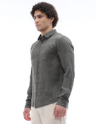 Regular Fit 100% Linen Regular Collar Shirt - Khaki