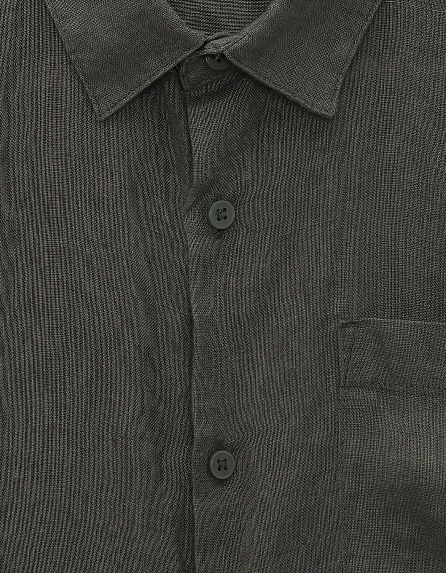 Regular Fit 100% Linen Regular Collar Shirt - Khaki