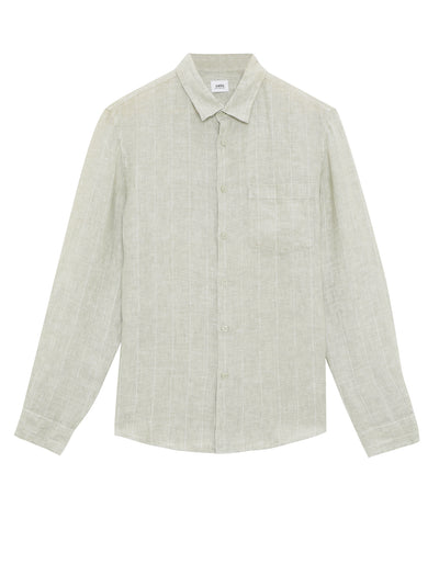 Regular Fit 100% Linen Solid Shirt - Khaki