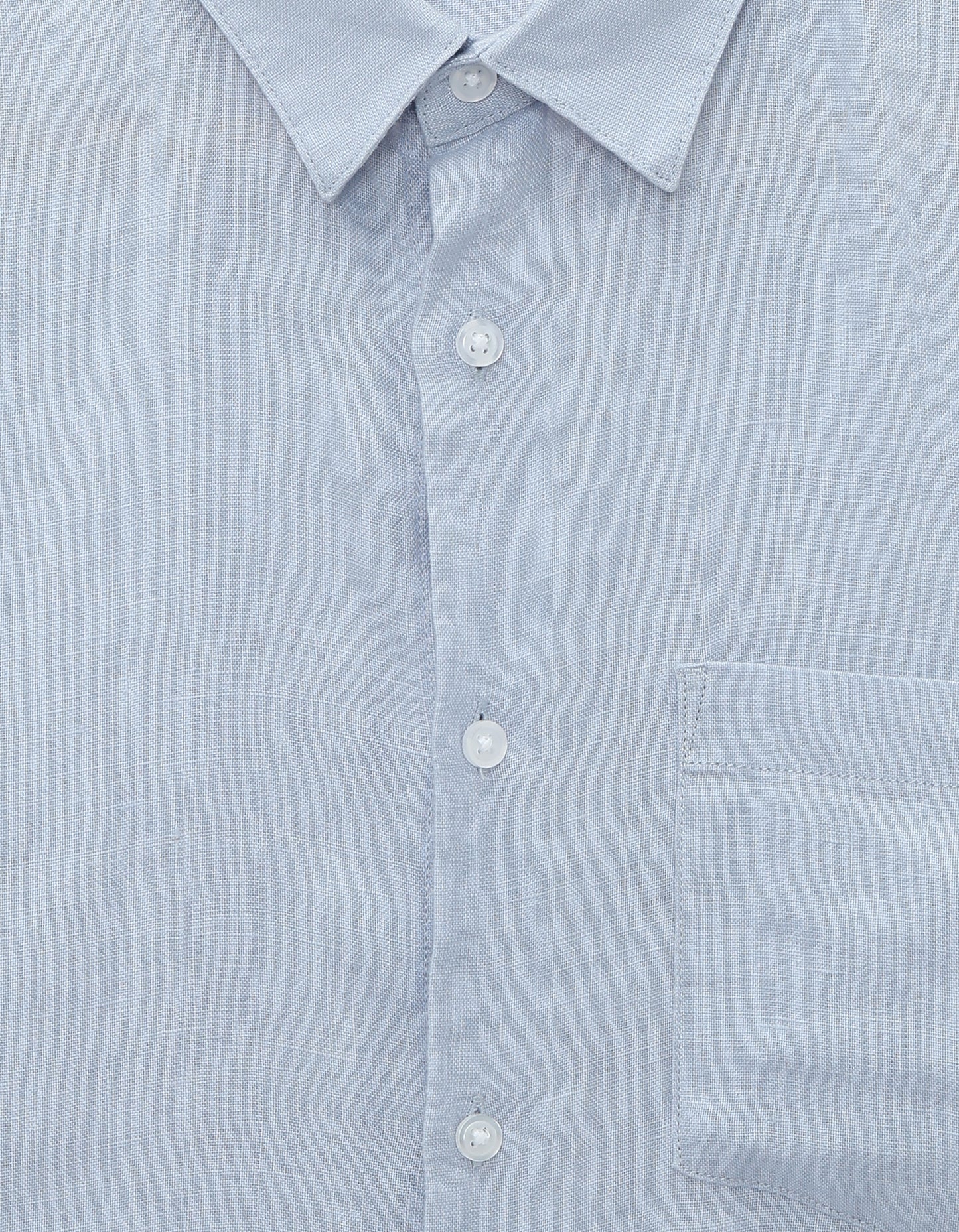 Celio Regular Fit Spread Collar 100% Linen Shirt - Blue