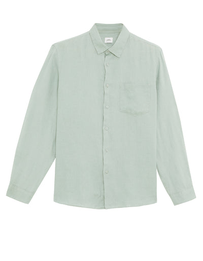 Regular Fit 100% Linen Solid Shirt - Mint Green