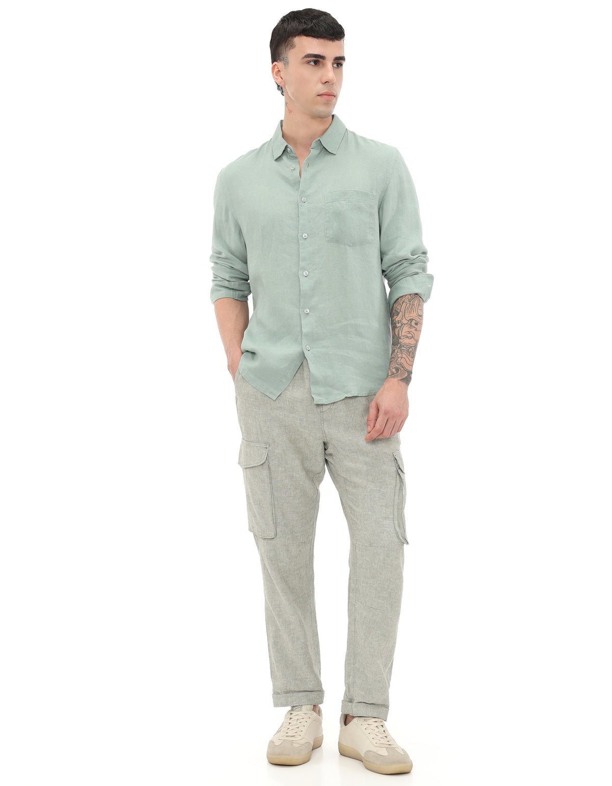 Regular Fit 100% Linen Regular Collar Shirt - Mint