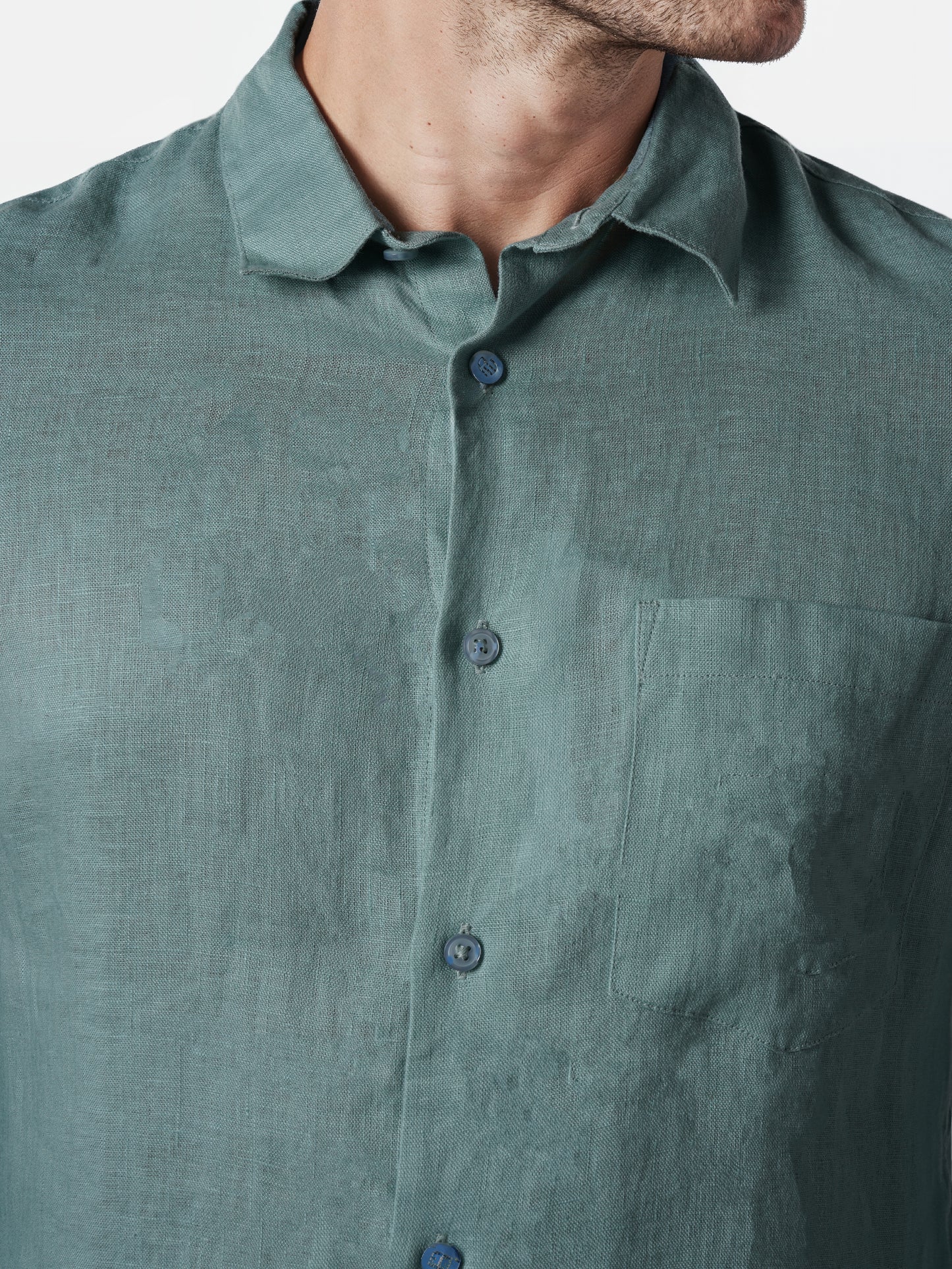 Green Solid Linen Shirt