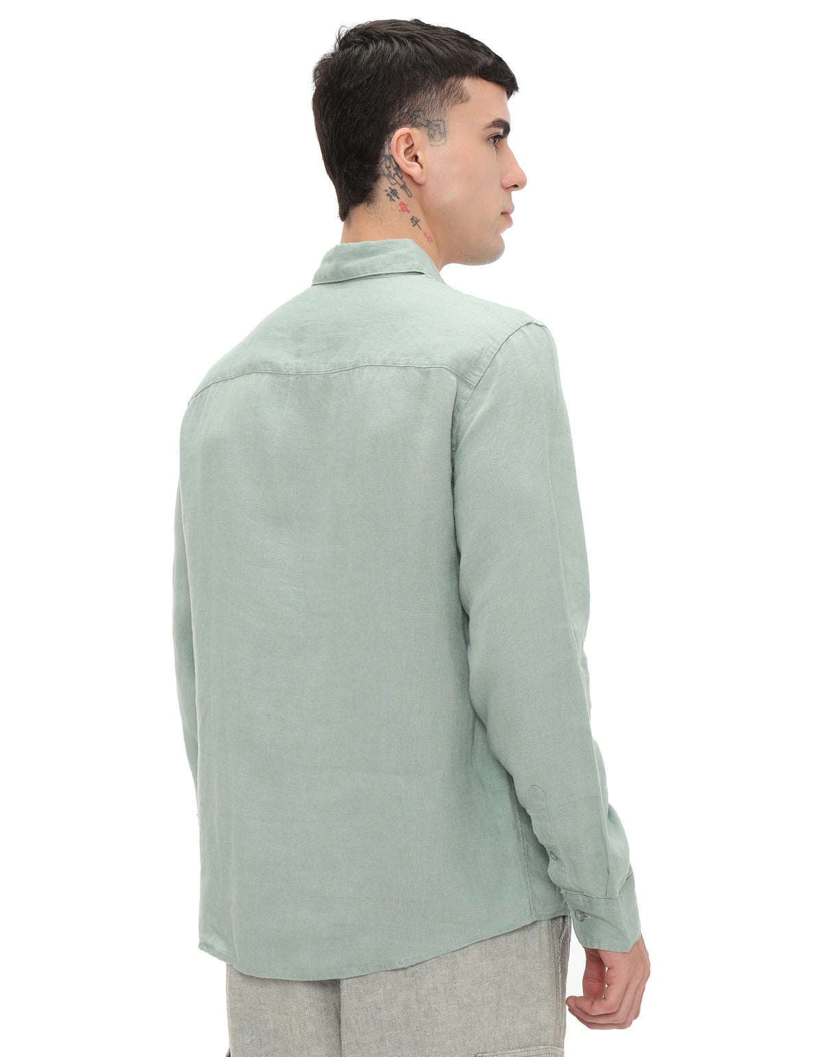 Regular Fit 100% Linen Regular Collar Shirt - Mint
