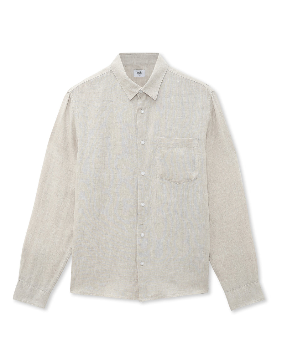 Regular Fit 100% Linen Shirt - Off White