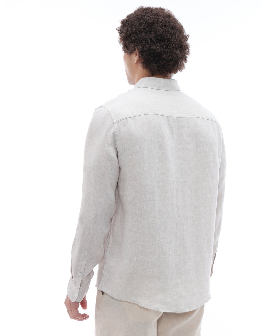 Regular Fit 100% Linen Shirt - Off White