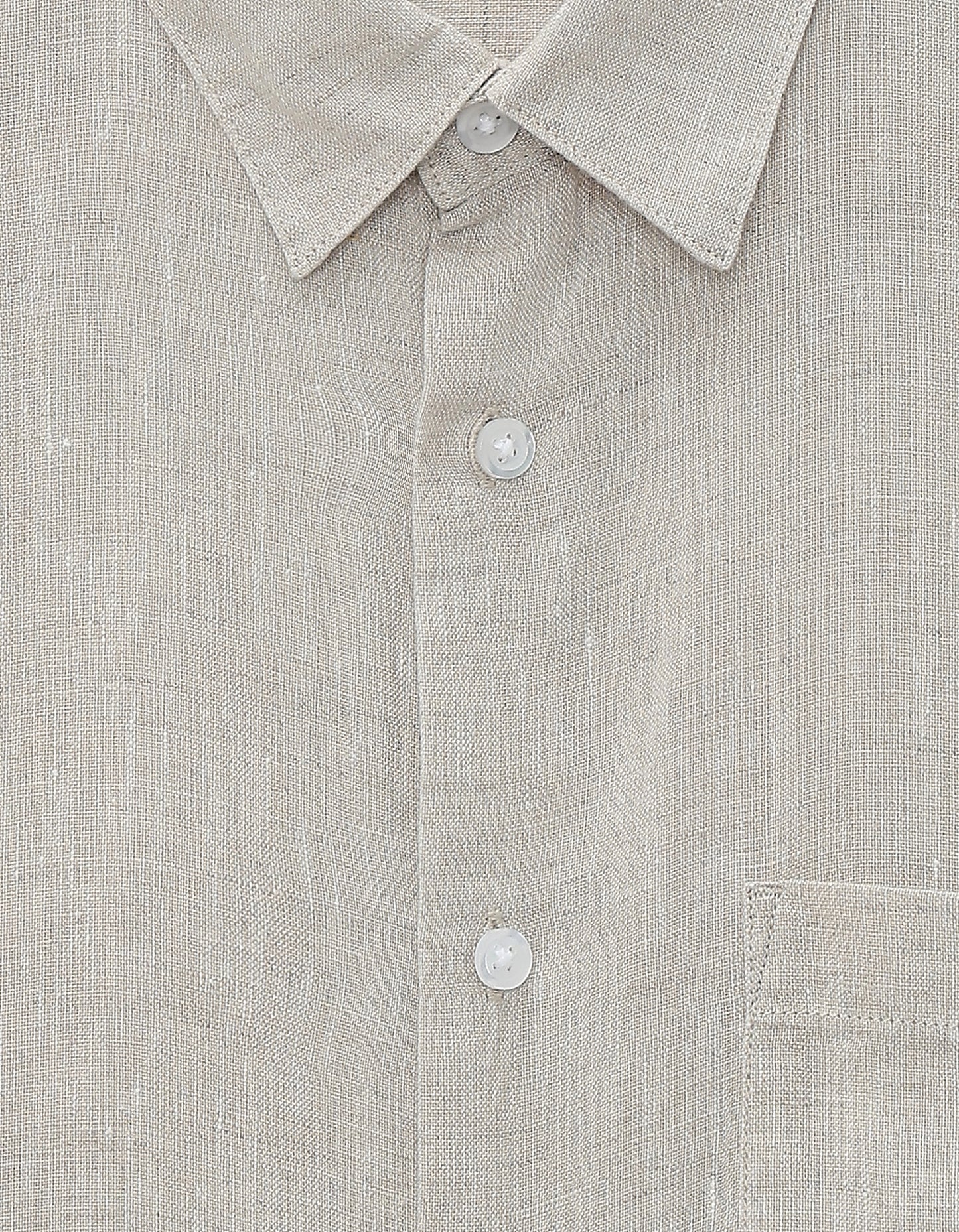 Regular Fit 100% Linen Shirt - Off White