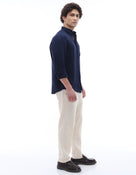 Regular Fit 100% Linen Shirt - Navy Blue