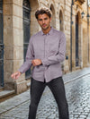 Celio Men Purple Solid Regular Fit Linen Shirts