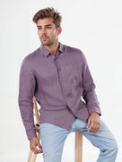 Celio Mens Purple Solid Regular Fit Linen Shirts