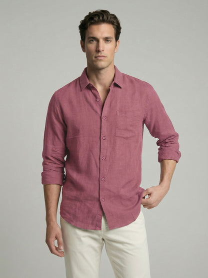 Celio* Men Mauve Solid Regular Fit Cotton Shirts