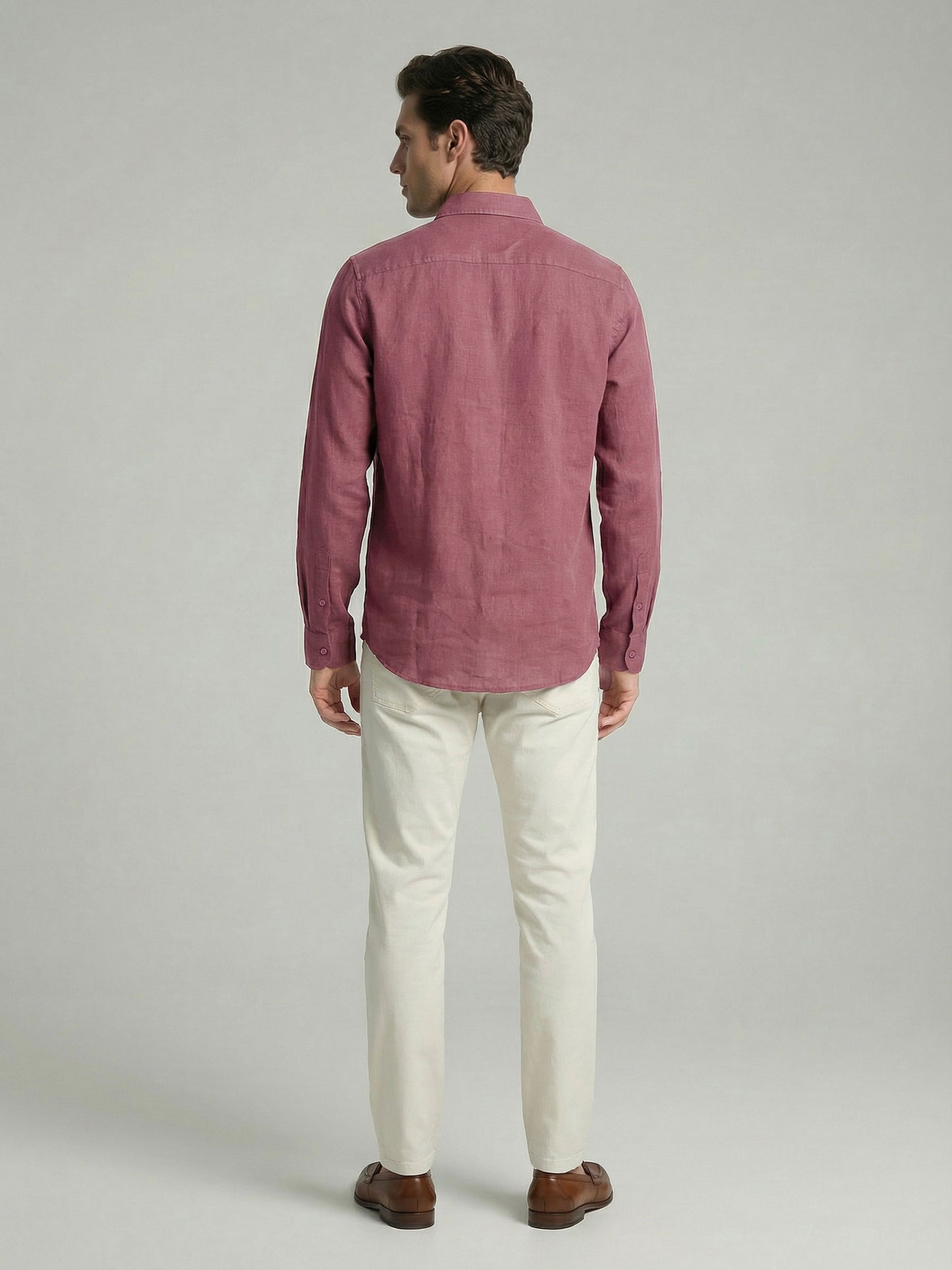 Celio* Men Mauve Solid Regular Fit Cotton Shirts