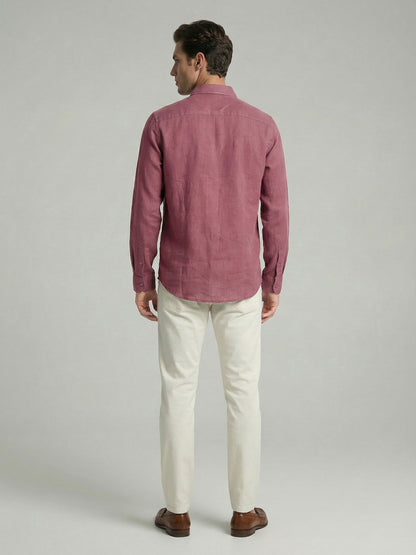 Celio* Men Mauve Solid Regular Fit Cotton Shirts