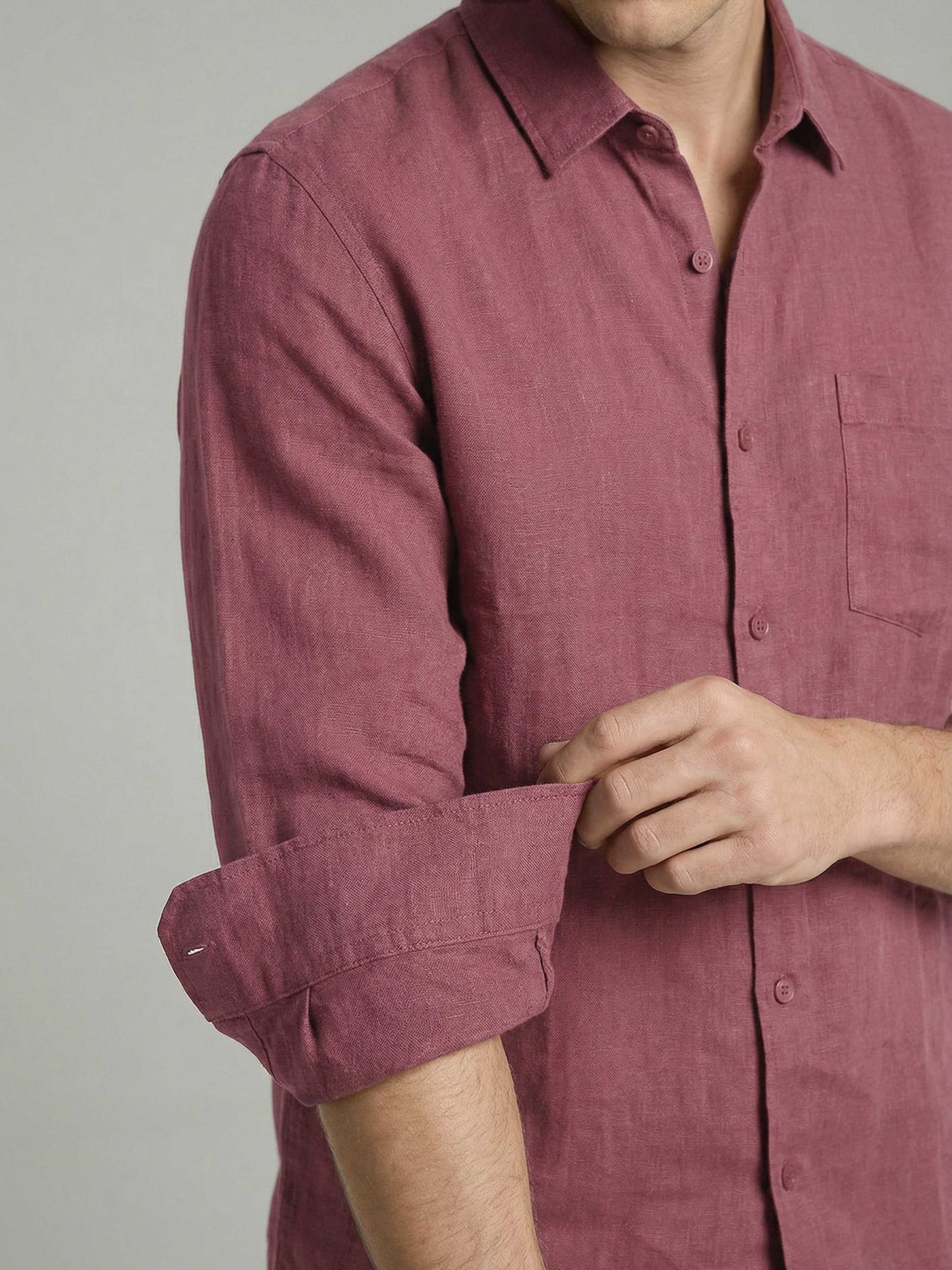 Celio* Men Mauve Solid Regular Fit Cotton Shirts