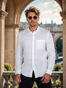 Celio* Men White Solid Linen Regular Fit Shirts