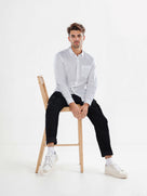 Celio* Men White Solid Linen Regular Fit Shirts