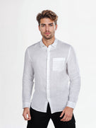 Celio* Men White Solid Linen Regular Fit Shirts