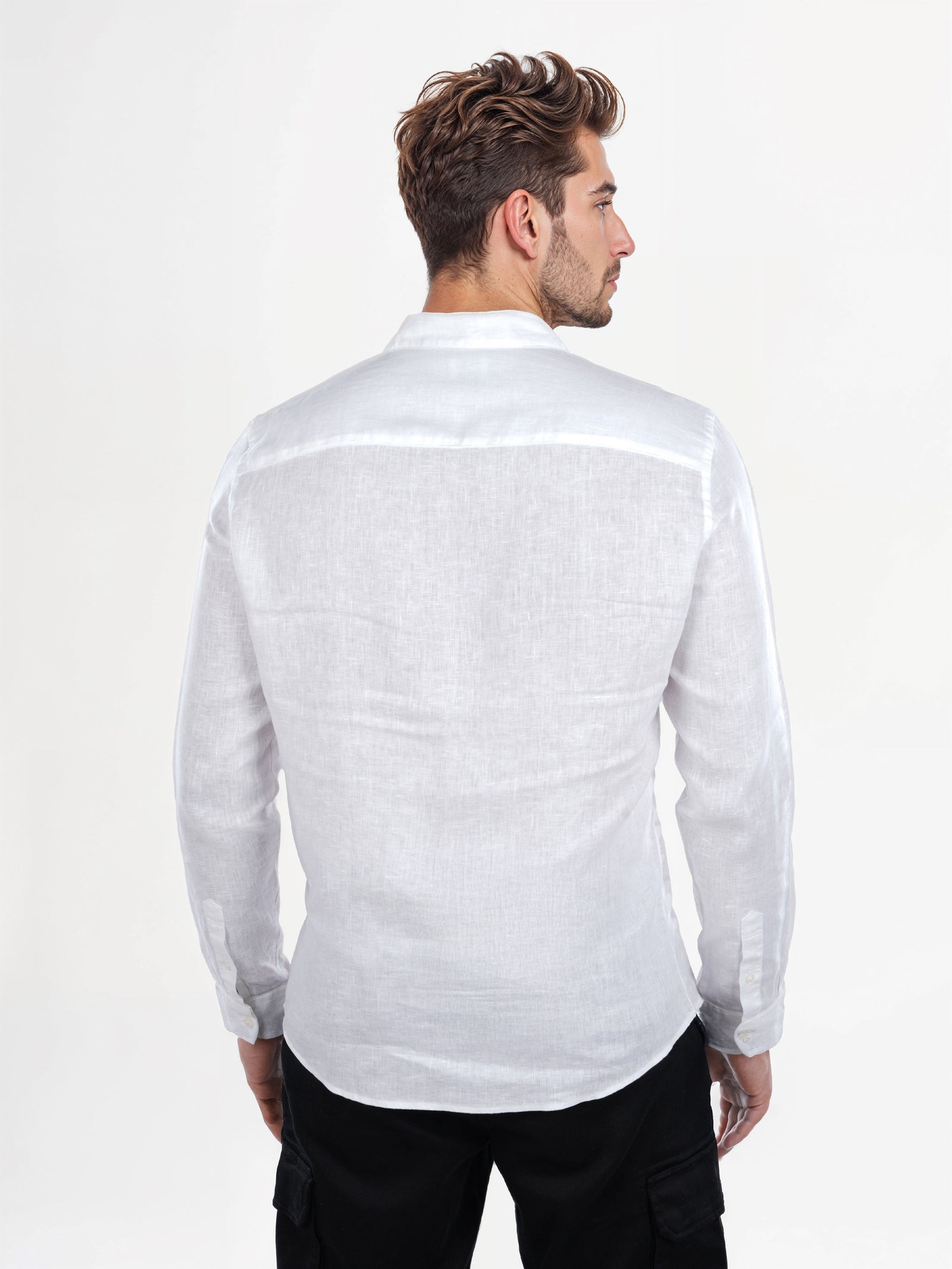 Celio* Men White Solid Linen Regular Fit Shirts