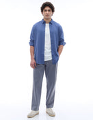 Celio* Men Blue Solid Regular Fit Cotton-Blend Shirts