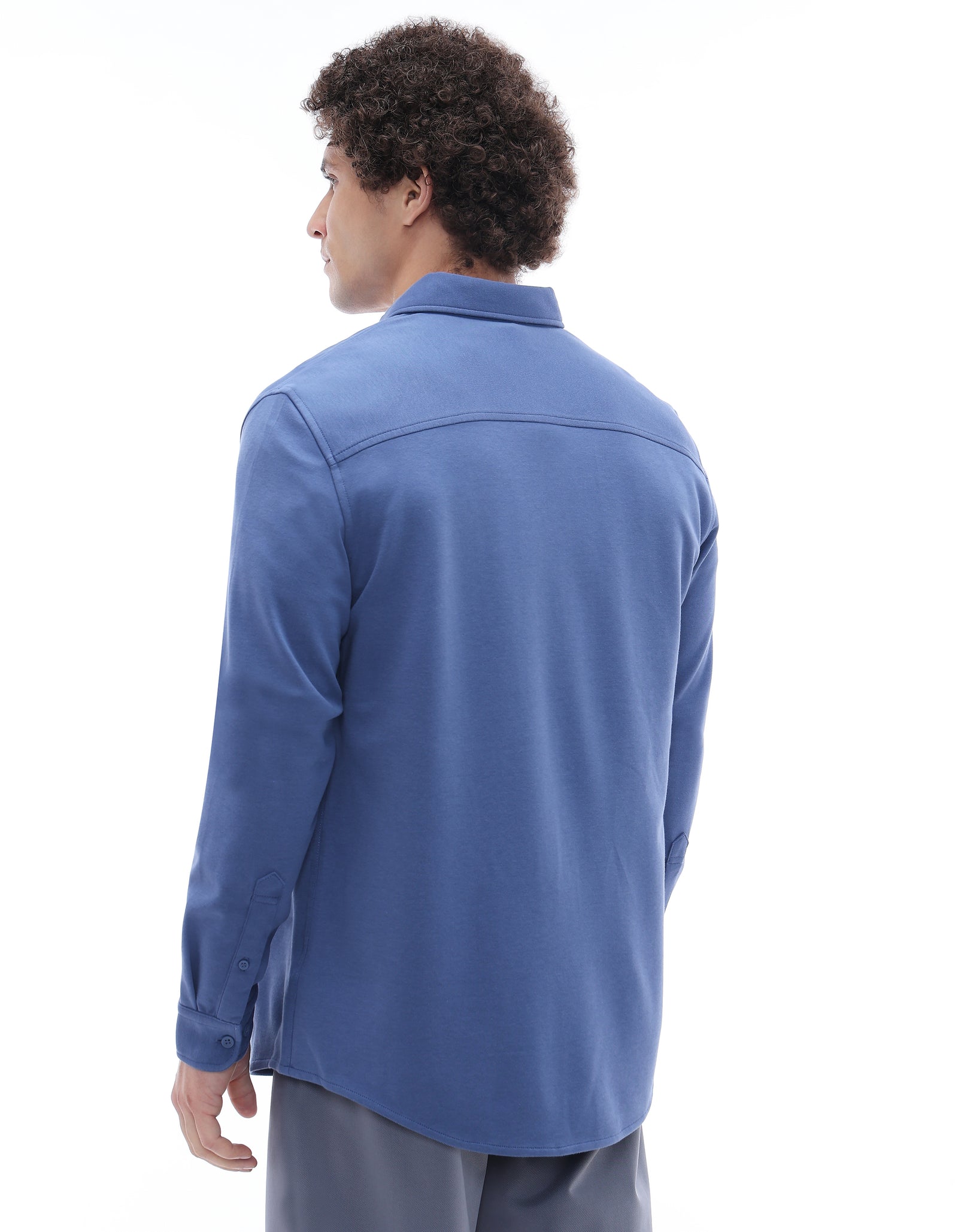 Celio* Men Blue Solid Regular Fit Cotton-Blend Shirts