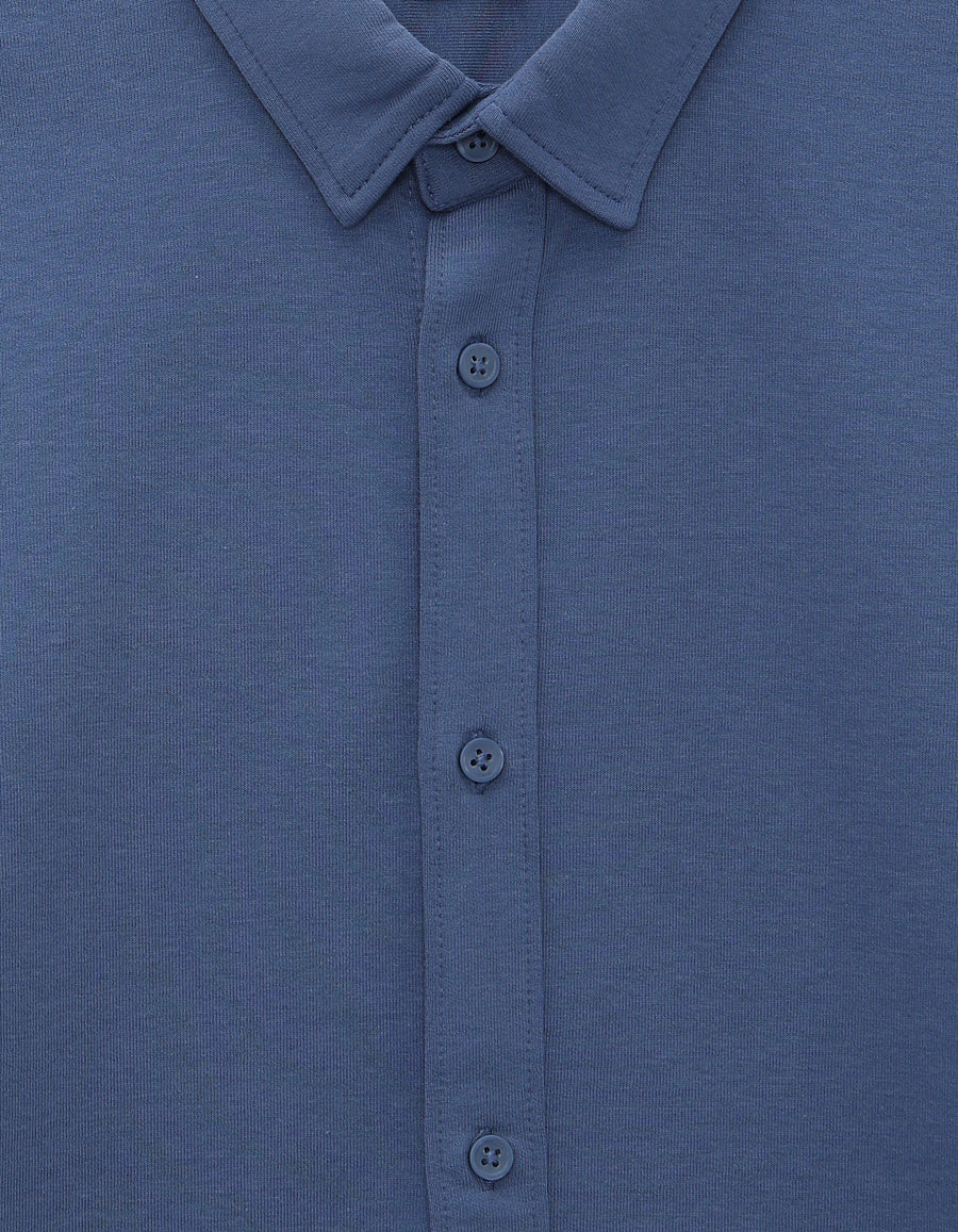 Celio* Men Blue Solid Regular Fit Cotton-Blend Shirts