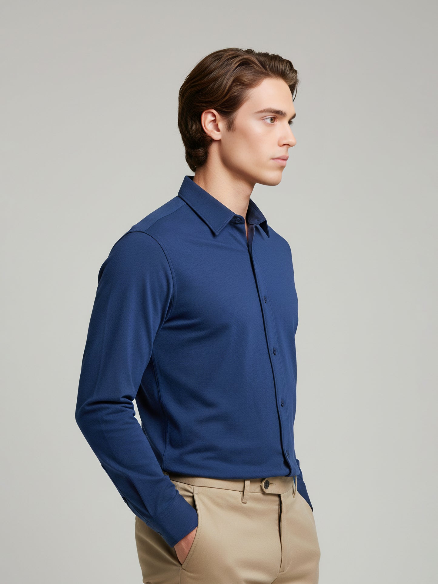 Celio* Men Blue Solid Regular Fit Cotton-Blend Shirts