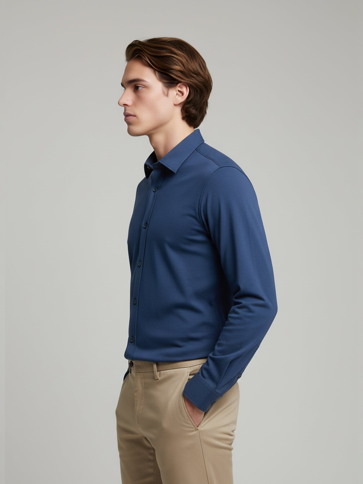 Celio* Men Blue Solid Regular Fit Cotton-Blend Shirts
