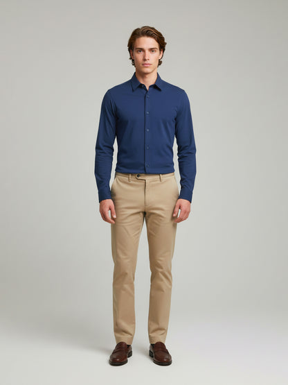 Celio* Men Blue Solid Regular Fit Cotton-Blend Shirts
