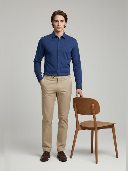 Celio* Men Blue Solid Regular Fit Cotton-Blend Shirts