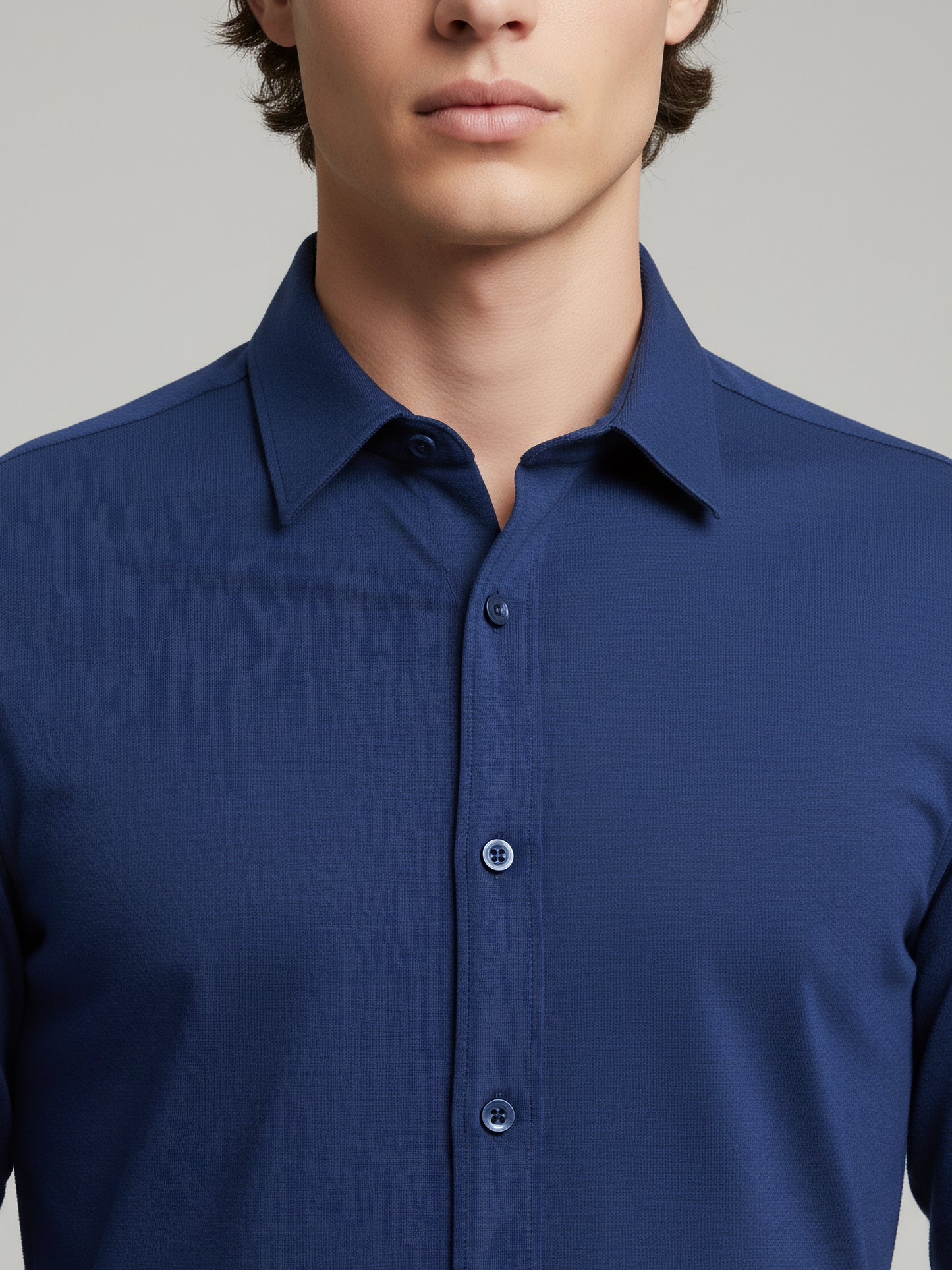Celio* Men Blue Solid Regular Fit Cotton-Blend Shirts