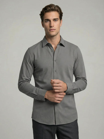 Celio* Men Grey Solid Regular Fit Cotton Shirts
